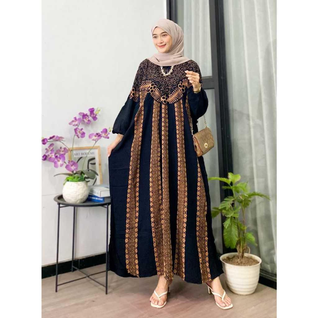 Kaftan Jumbo LD 140 - Ubud Kaftan Rayon Elegan Kaftan Batik Sultan Lengan Panjang Busui Rayon Premiu
