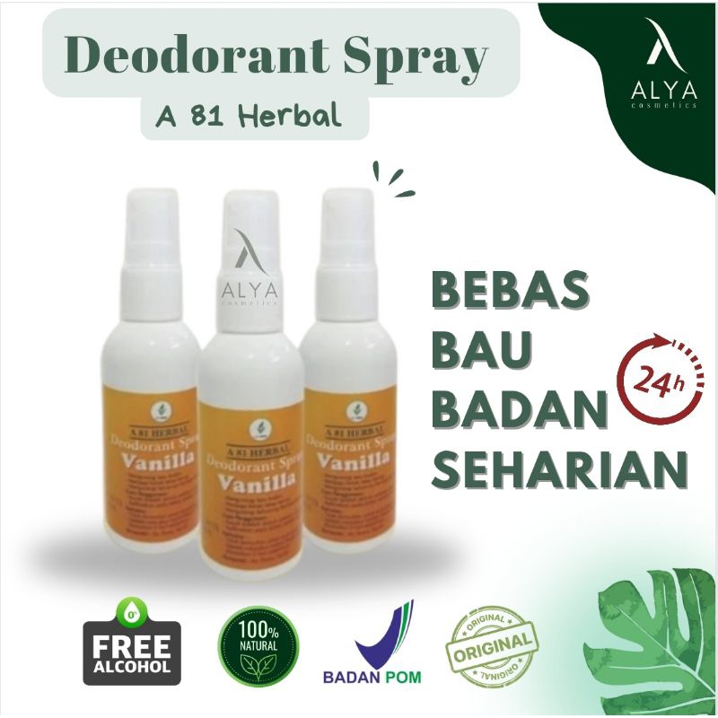 [BPOM] Abi herbal Deodorant spray A81 herbal Deodorant tawas cair VANILLA