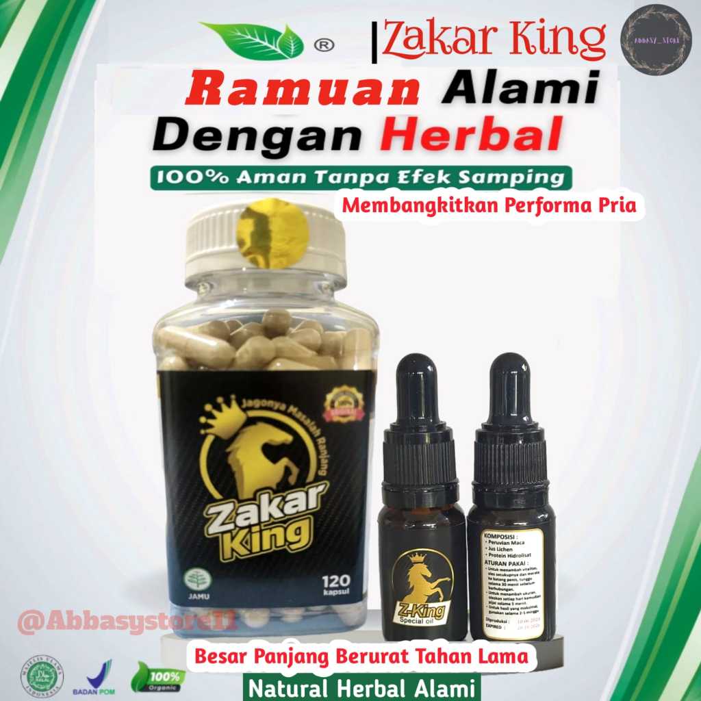 PAKET PREMIUM ZAKAR KING 120 KAPSUL + Z-KING SPECIAL OIL (MINYAK OLES) 100% ORIGINAL