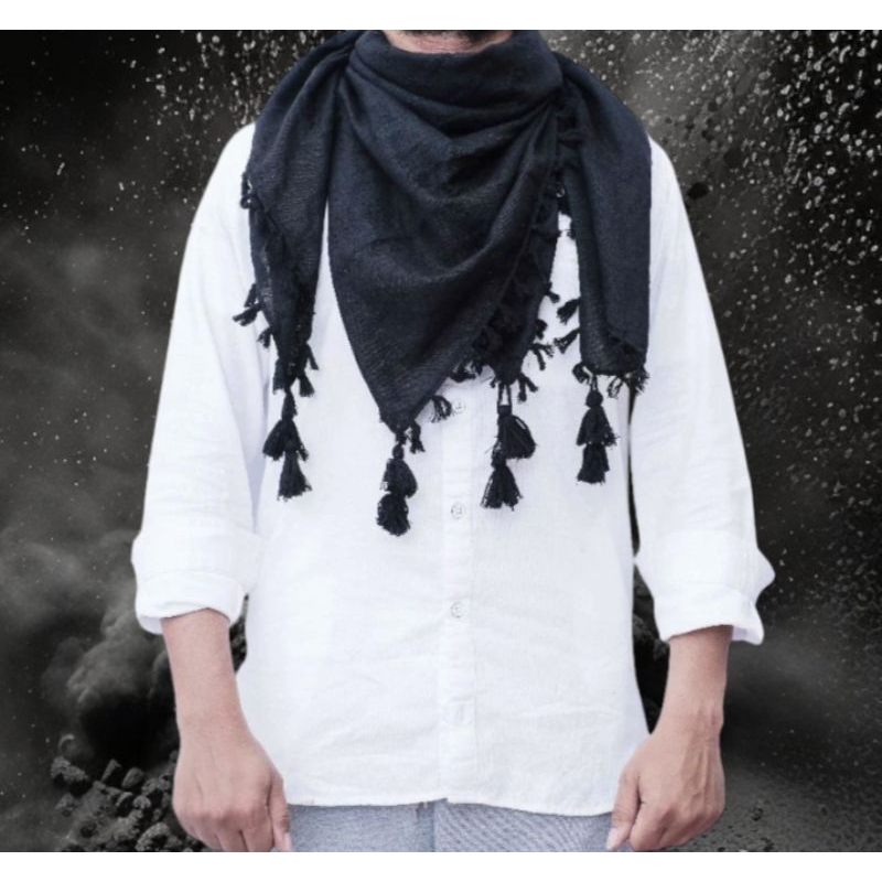 SORBAN FULL HITAM RONCE / SORBAN ALISKA GOLD HITAM / SORBAN PALESTINE