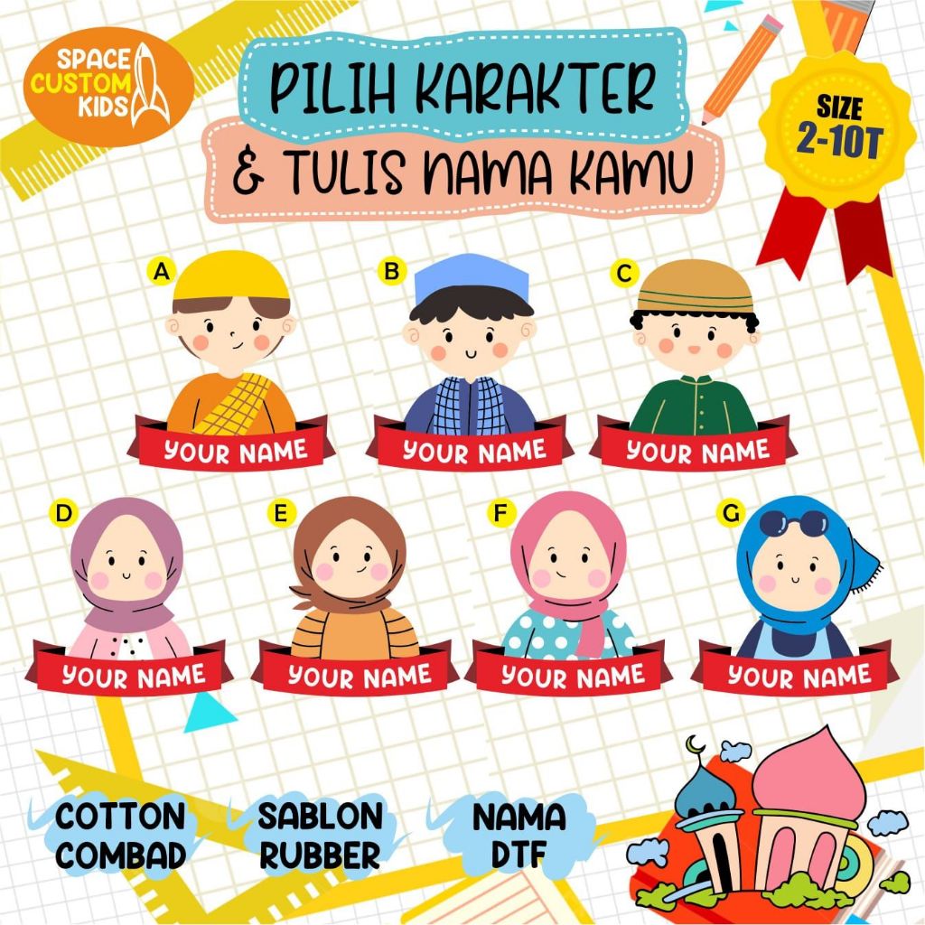 OPEN PO KAOS ANAK MURAH/ SABLON NAMA/ KAOS ANAK MUSLIM