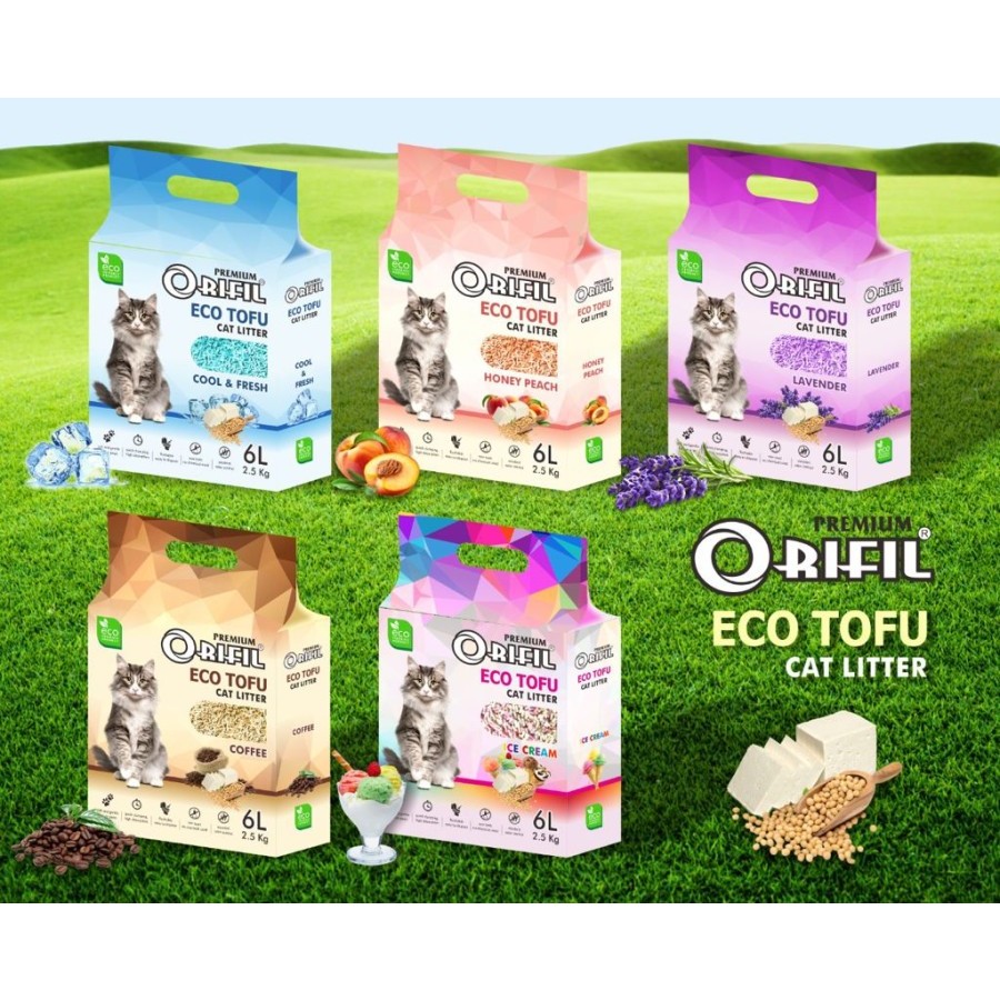 (6 pcs) Orifil Eco Tofu Cat Litter Pengganti Pasir Ramah Lingkungan