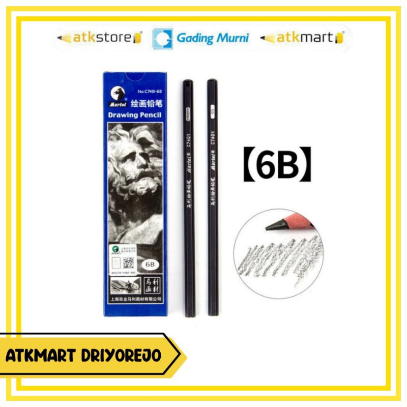 

(1 PACK) PENSIL GAMBAR SKETSA MARIES DRAWING PENCIL C7401 6B ISI 12 PCS