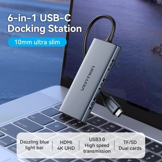 Docking Station USB-C Thunderbolt HDMI USB3 Vention SLIM
