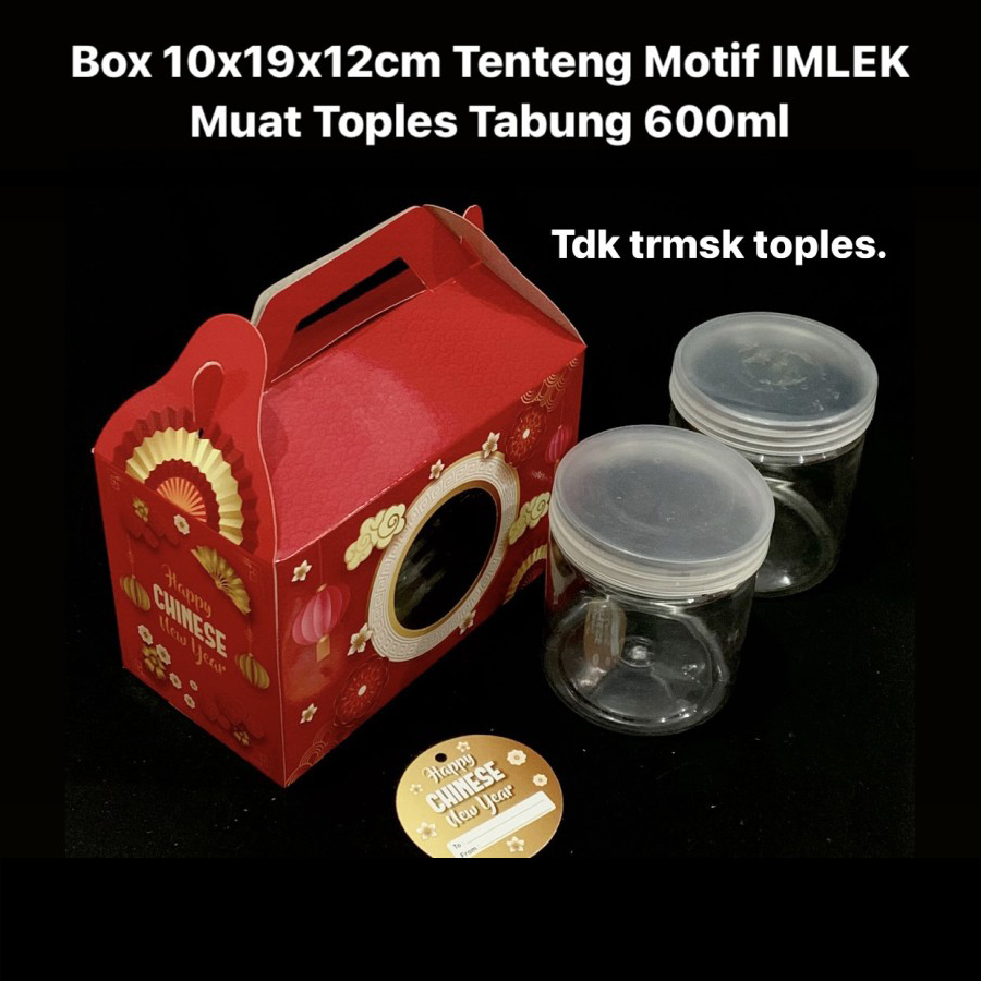 

5 pcs Kardus Jinjing 2 Toples Tabung 600ml Imlek Sincia Dus Tenteng Packaging Hampers Parcel Chinese New Year Ukuran 10x19x12 cm