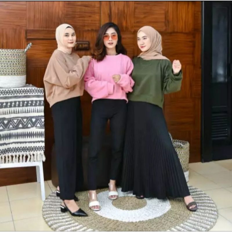 SWEATER WANITA CROP OVERSIZE /SWEATER TEBAL, FLEECE TEBAL, RASA PERCAYA DIRI