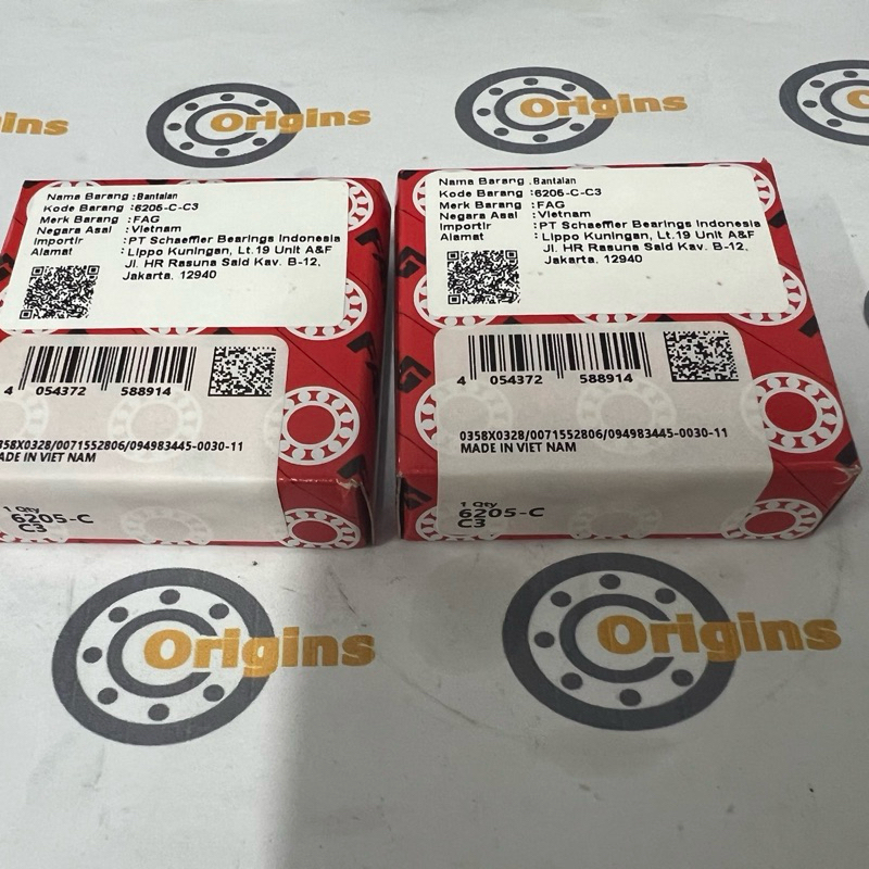 Bearing Kruk As FIZR Satria 2 Tak 6205 C3 FAG Original isi 2 pcs
