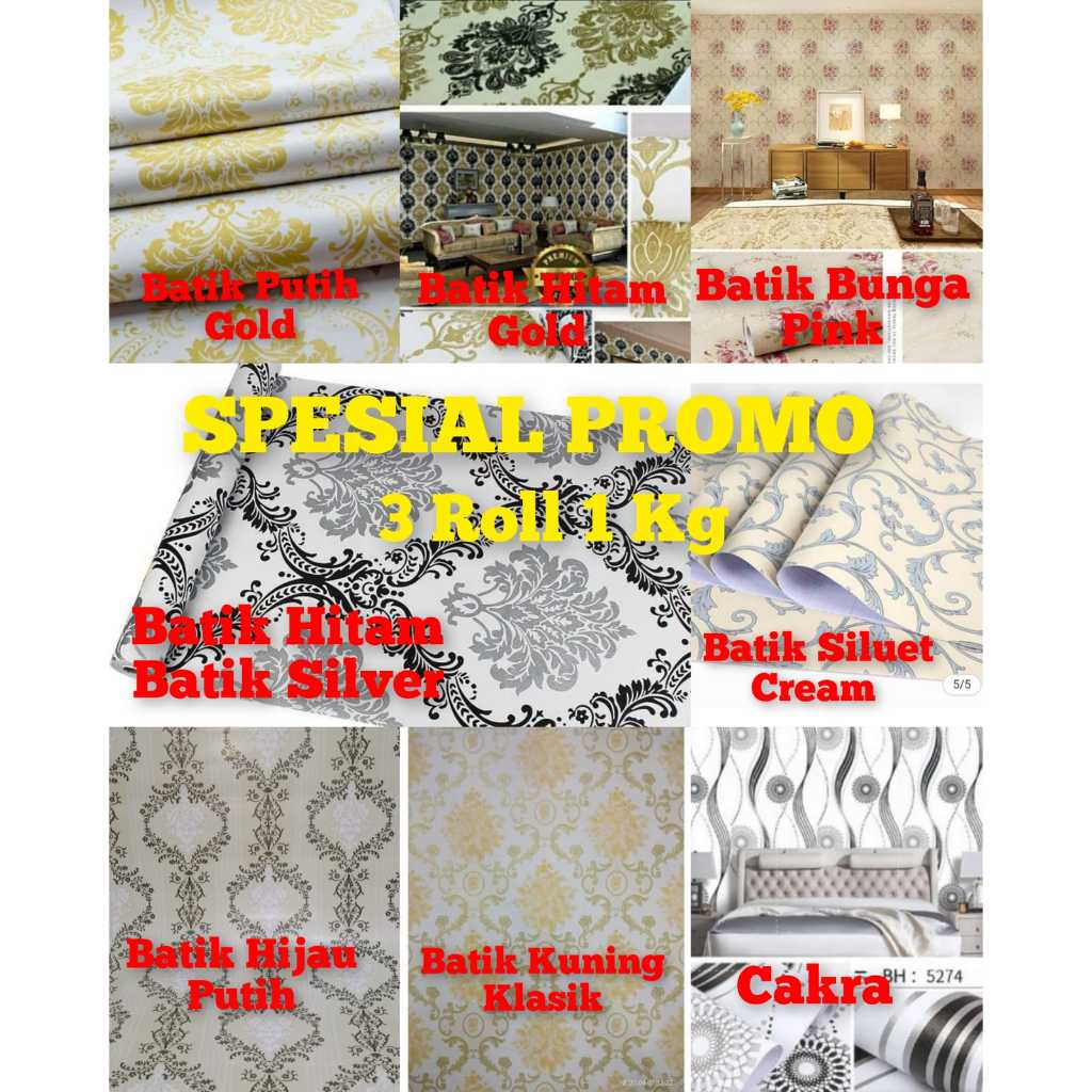 Wallpaper Sticker Dinding Motif Batik 3 ROLL 1Kg