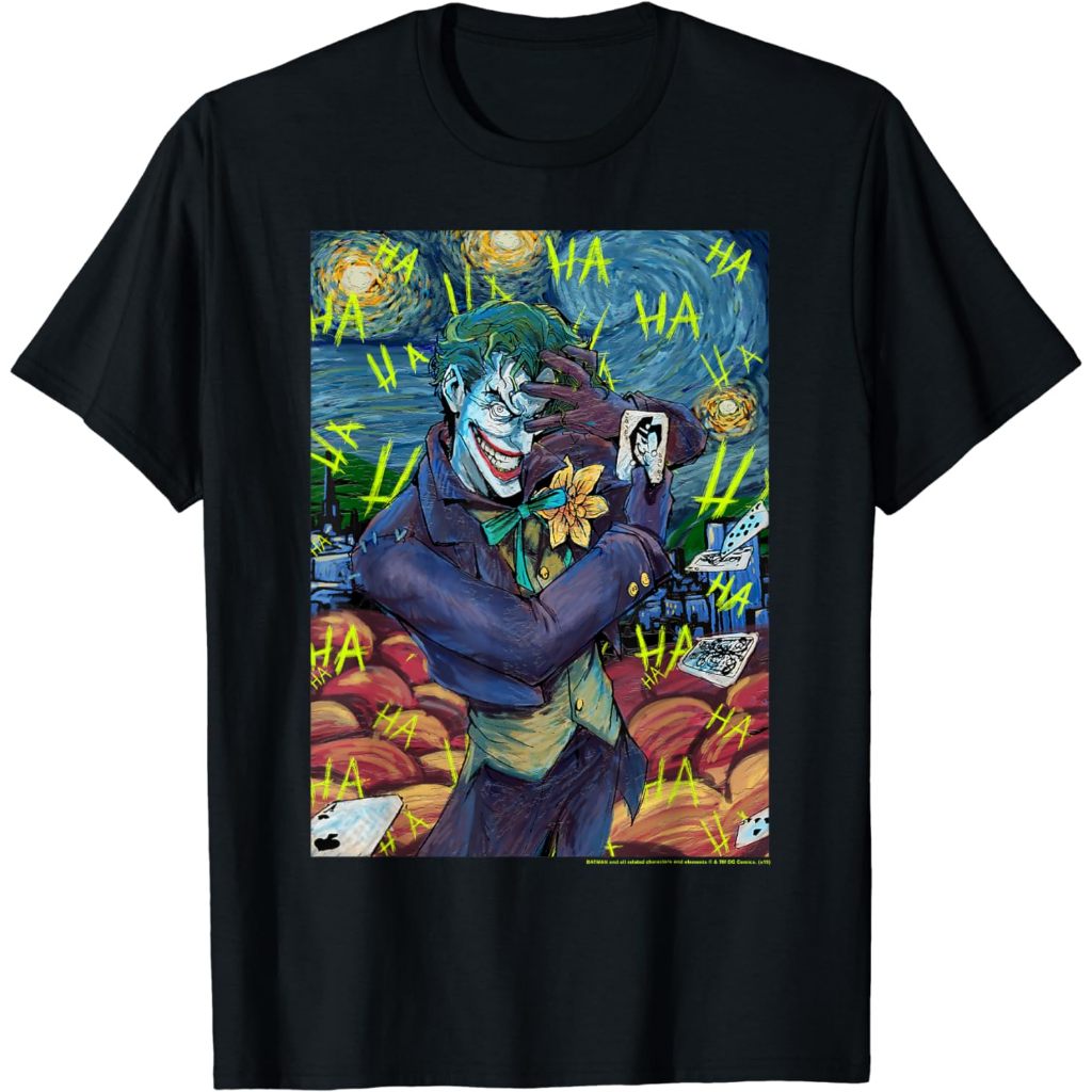 Baju Dewasa DC Comics The Joker Starry Night Style Portrait T-Shirt Fashion Pakaian Atasan Kaos Laki