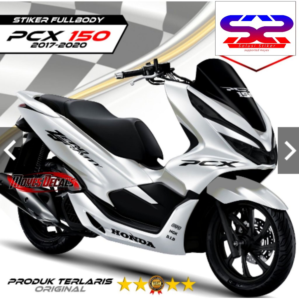 VARIASI Decal Stiker Motor Honda PCX 150 Fullbody Motif Simple Putih