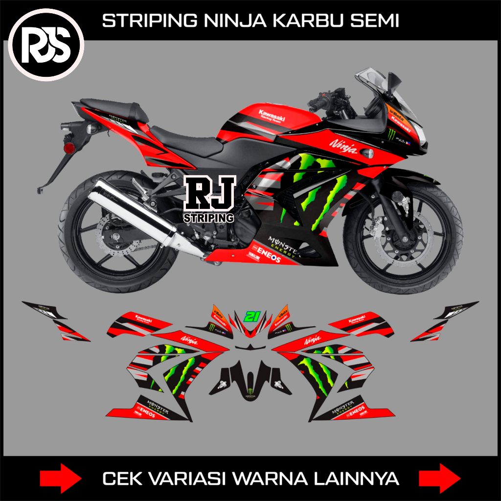 Stiker decal ninja 250 karbu semifull body / sticker striping motor kawasaki ninja 250 karburator