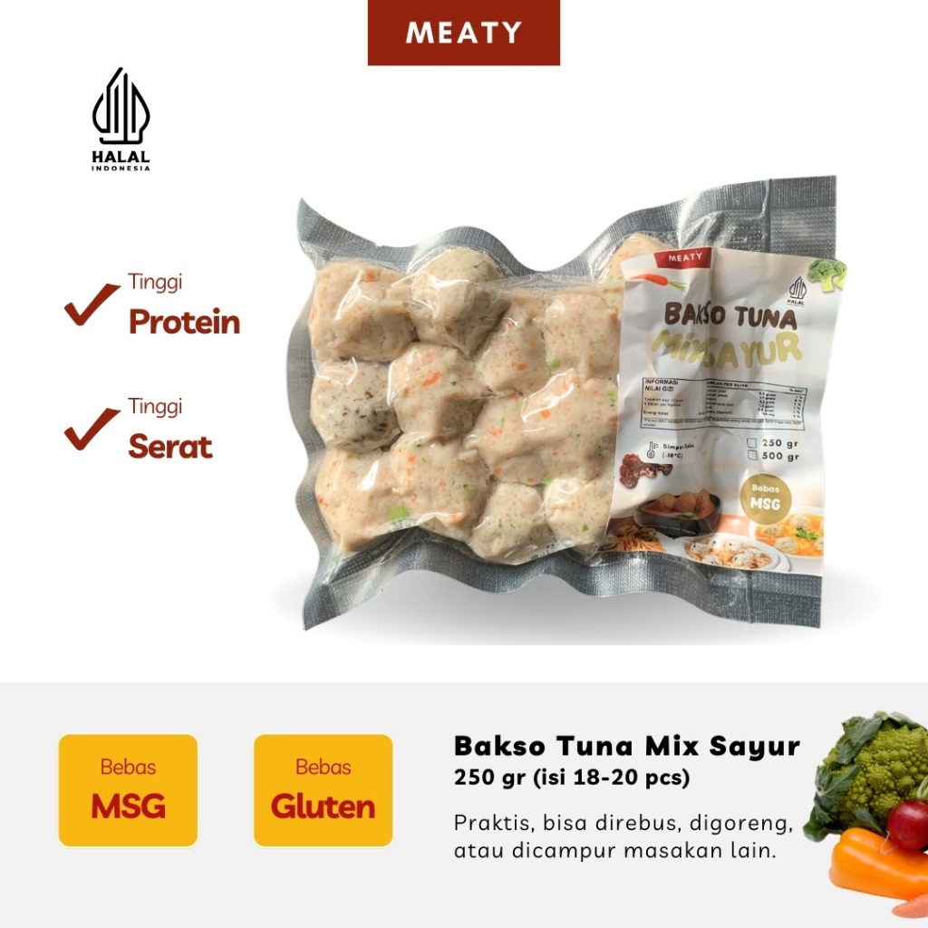 

✨Enak & Sehat✨ Bakso Ikan Tuna Mix Sayur Bebas MSG & Gluten untuk Bekal Anak Sekolah 250gr