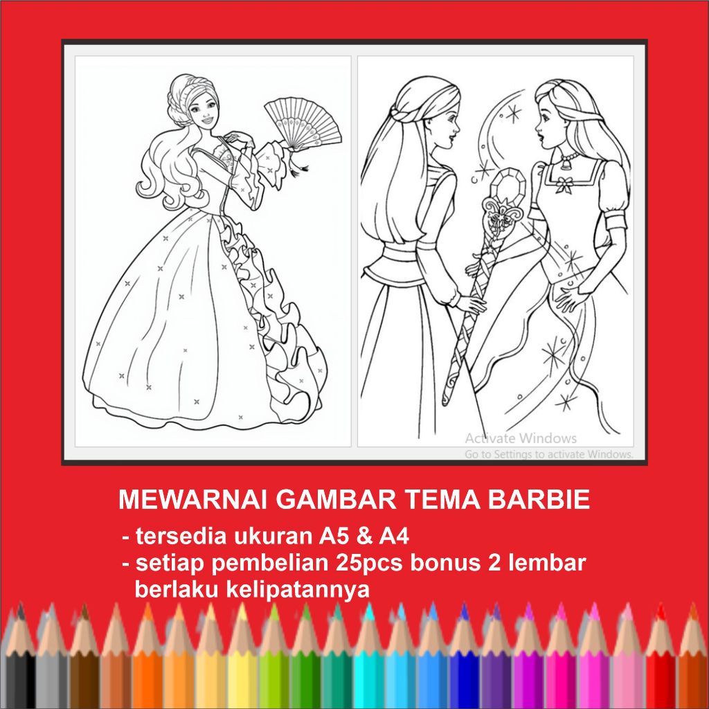 Kertas Mewarnai Gambar Barbie