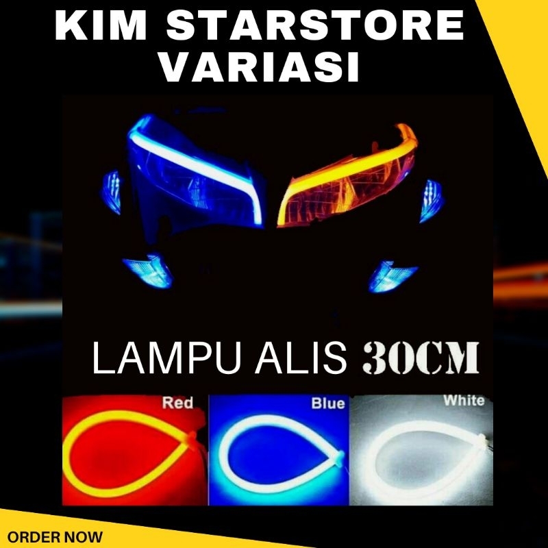 Lampu LED Alis Motor 30 Cm 12V DRL Fleksibel Mode Diam Elastis Lentur Waterproof Universal Beat Aero