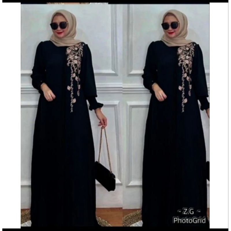 GAMIS NAYSILA  BORDIR GAMIS WANITA JUMBO TERBARU BAHAN CRINKLE AIR FLOW PREMIUM