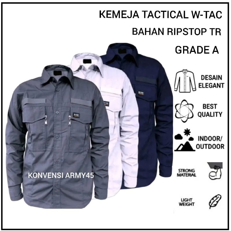 Kemeja Tactical W-Tac Lengan Panjang / Baju Tactical PDL Lapangan Outdoor