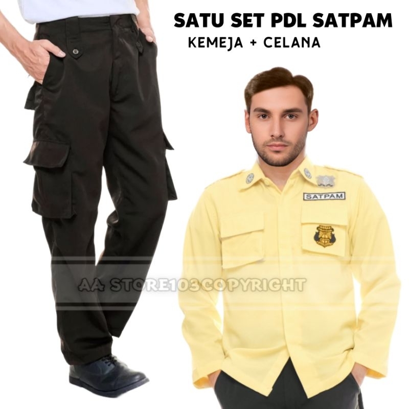 Seragam Pdl Satpam Krem Bahan Twist - Setelan Security Krem - Baju Satpam