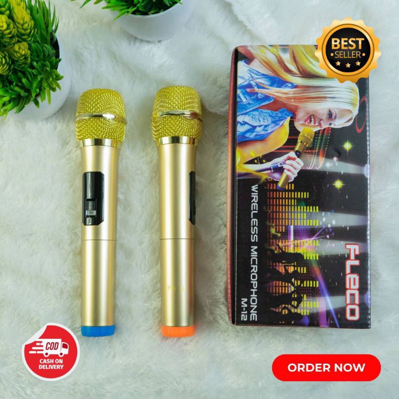 MICROPHONE PROFESIONAL WIRELESS MIC DOUBLE FLECO M-12 / MIC WIRELESS DOUBLE FLECO M 12 / MIC KARAOKE