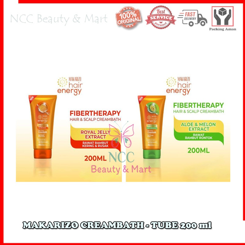 * NCC * Makarizo Creambath Untuk Rambut Rontok Kering Rusak Hair Keratin Aloe Melon Royal Jelly Tube