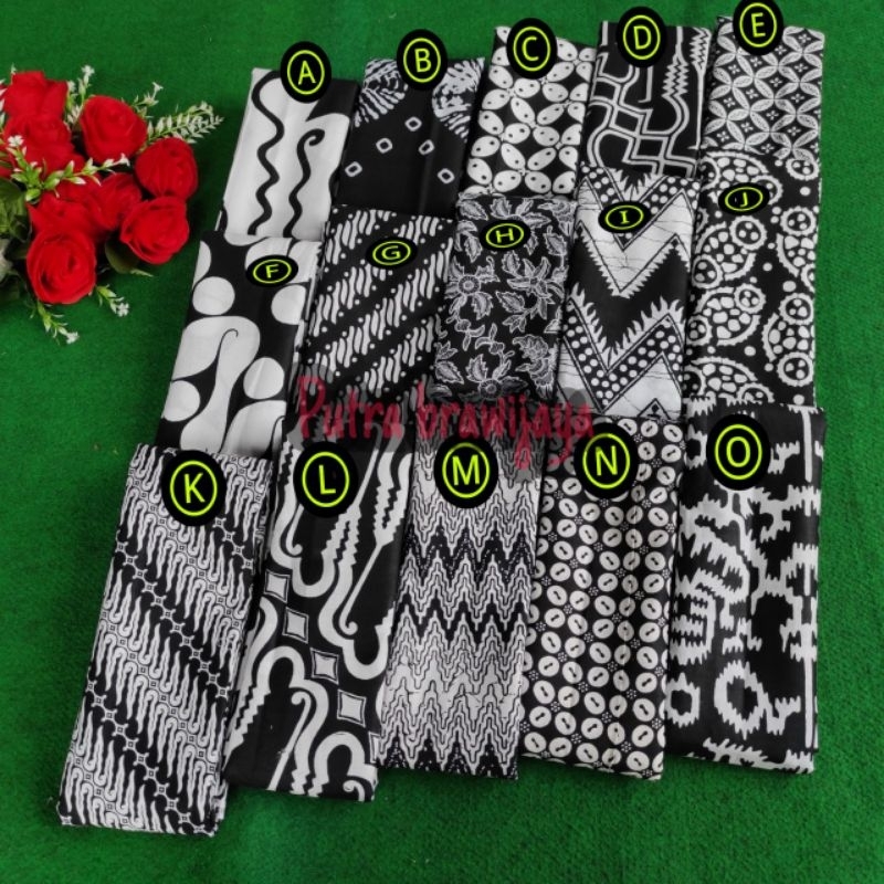 Kain Batik Printing Parang Seno moknokrom hitam putih Dan Embos Kain Batik Atasan Batik Pekalongan M
