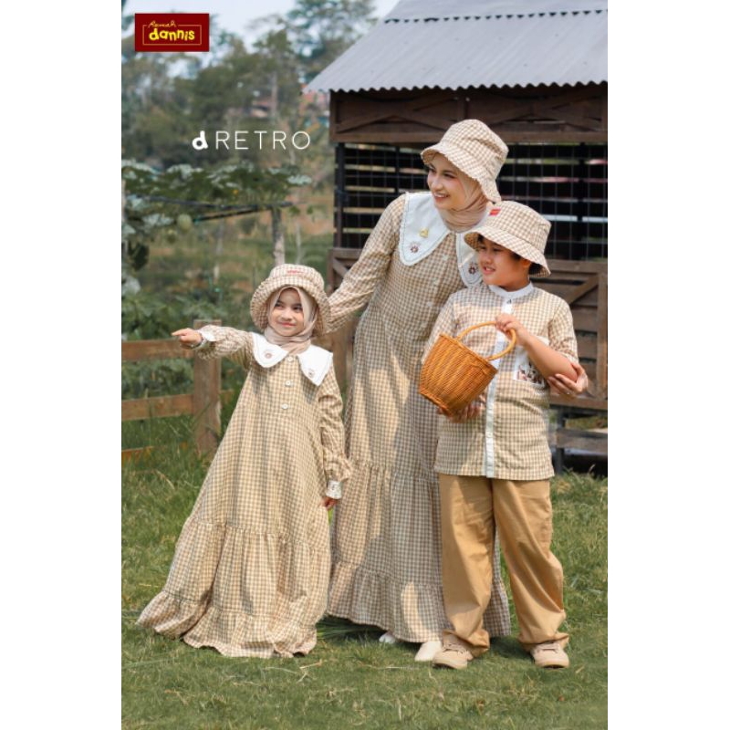 Sarimbit Dannis D' Retro 2024 Sarimbit Mom and kids Hangout Abaya Koko Gamis Busana Muslim Katun Bor