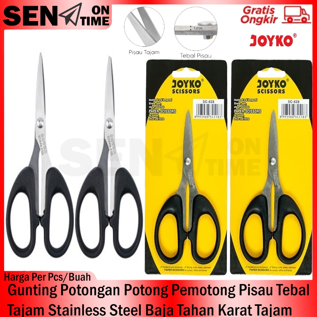 

GUNTING KECIL SERBAGUNA JOYKO SC-828 GAGANG HANDLE PLASTIK PELASTIK POTONG PEMOTONG KERTAS BAJA HITAM KAIN MULTIFUNGSI CUTTING BLADE TAJAM TAJEM DAPUR SEKOLAH RUMAH KANTOR STAINLES STAINLIS STENLES STENLIS ANTI KARAT