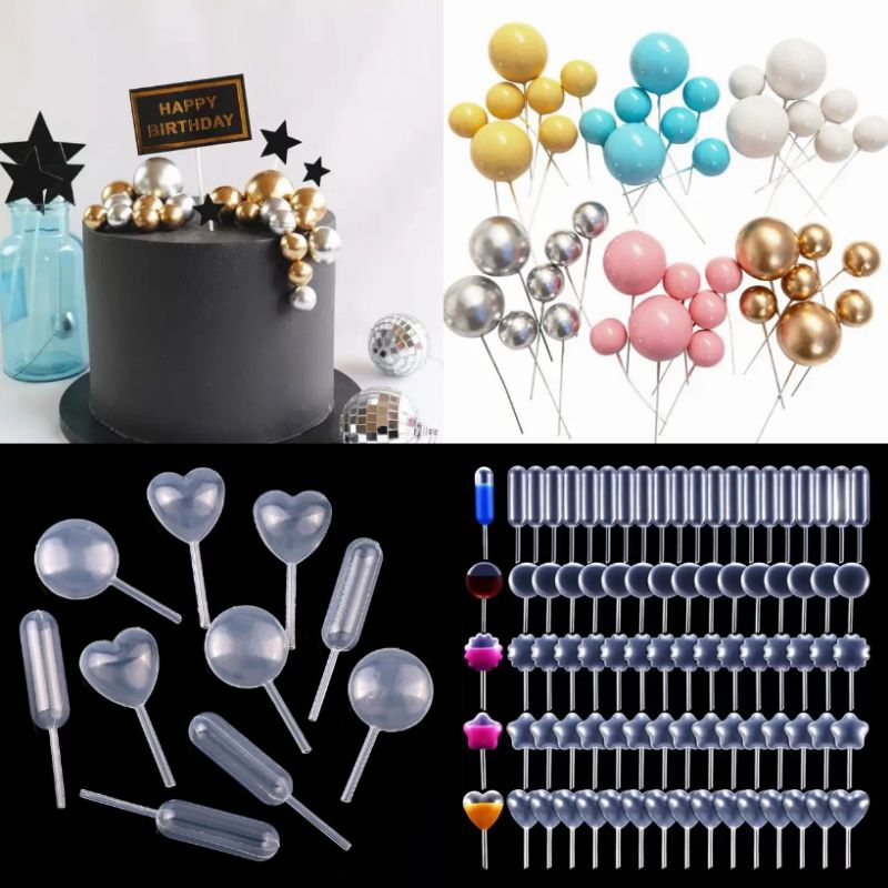 Pipet Tetes Kue Pipet Plastik untuk Saos / Topper Bola Bola Tusuk Hiasan Kue