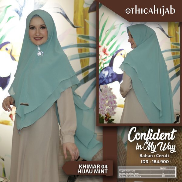 READY SIAP KIRIM | HB - KHIMAR 04 HIJAU MINT BY ETHICA 2019 ORIGINAL | HIJAB INSTAN SYARI BAHAN CERU