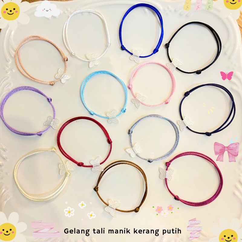 (Beli 5 gratis 1) Gelang tali manik pita / Gelang mote pita putih / gelang persahabatan