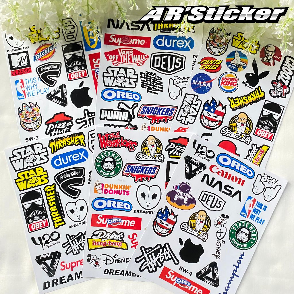 

AR Sticker Logo Distro Isi 100 Pcs - Stiker Pack Aesthetic Vinyl 1set Untuk Case Hp Tumbler Gitar Dll Anti Air