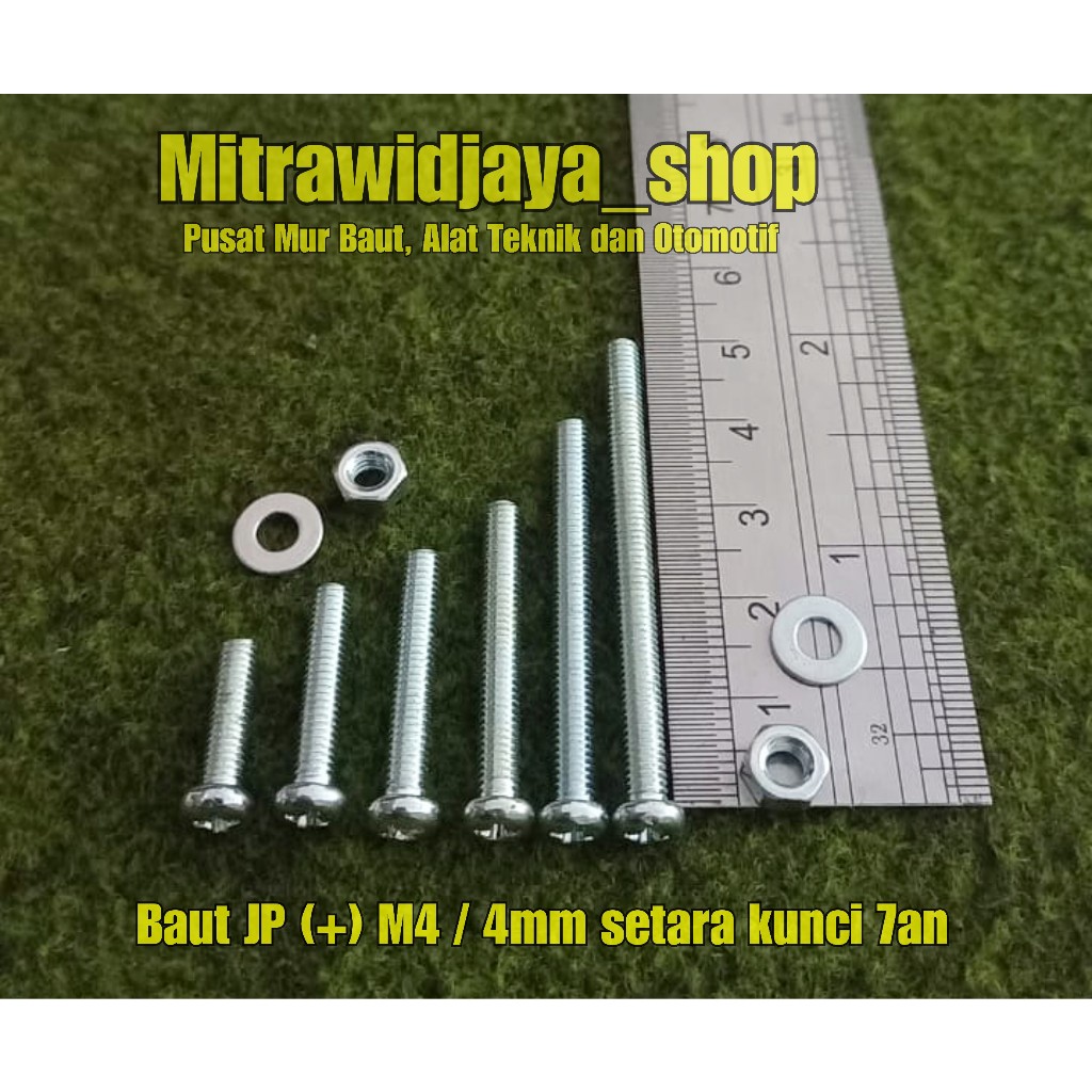 Baut JP M4x15 20 25 30 40 50mm 2cm 2,5cm 3cm 4cm 5cm baut pan screw baut kepala obeng plus 4mm baut 