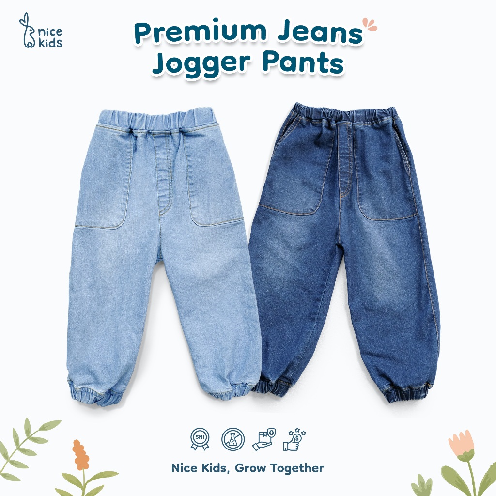 Nice Kids - Premium Jeans Jogger Baby Kids Pants Celana Anak Unisex (Size 1-6 Tahun) Bawahan Anak Laki-Laki Perempuan Denim