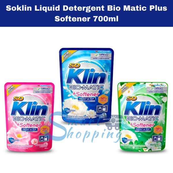 Soklin Liquid Detergent Bio Matic Plus Softener 700ml Detergent Cair