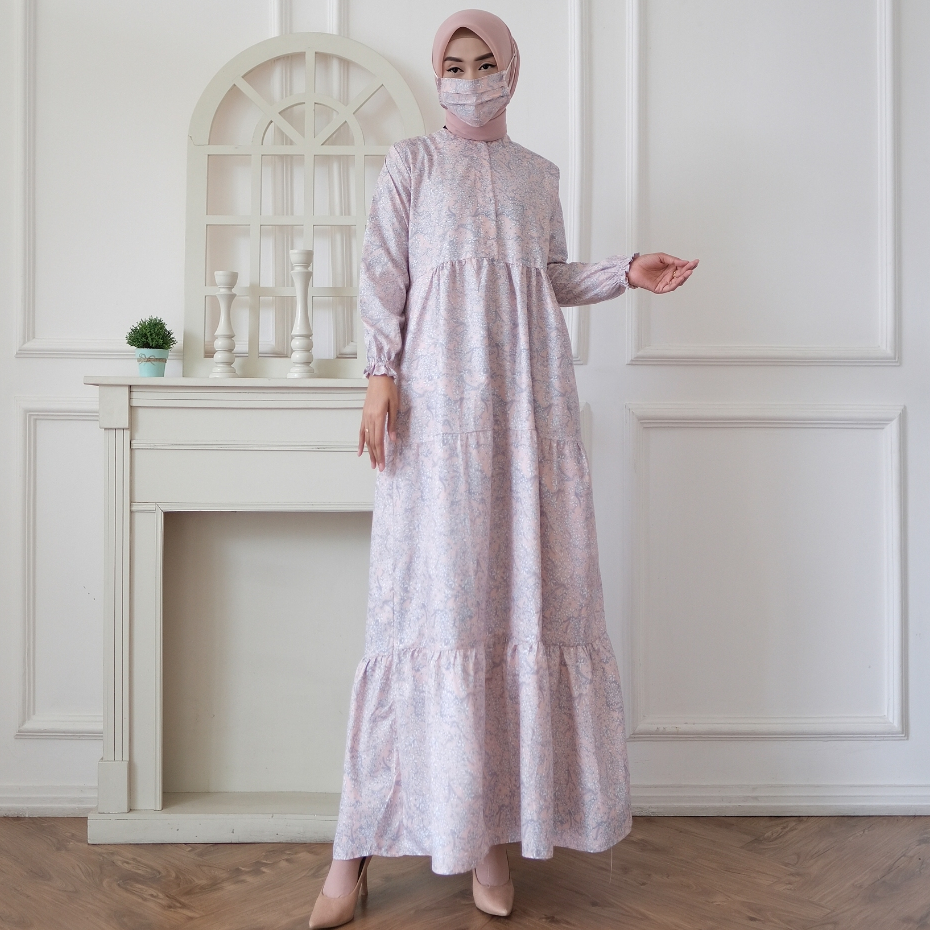 ABA AGENBAJU official DRESS AYU bahan katun apel - homey - gamis wanita busui - gamis muslim wanita-AYU 8 PINK