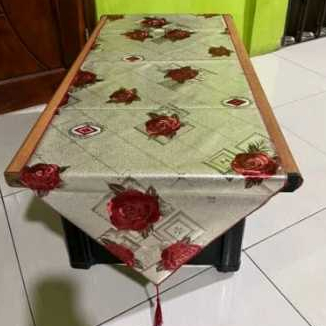 Taplak Meja Tamu Minimalis Motif Bunga Ukuran 100cm x 50cm / Meja Linen / Taplak Meja