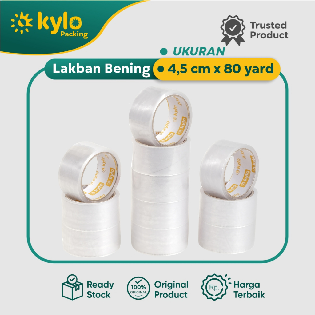 

☀️Kylo Packing☀️Lakban Bening Coklat Uk:45mmx80yard Solasi Plakban Lengket 4.5cmx80y Isolasi 2inch Tebal Kuat Kualitas Bagus Perekat Transparan Premium Murah