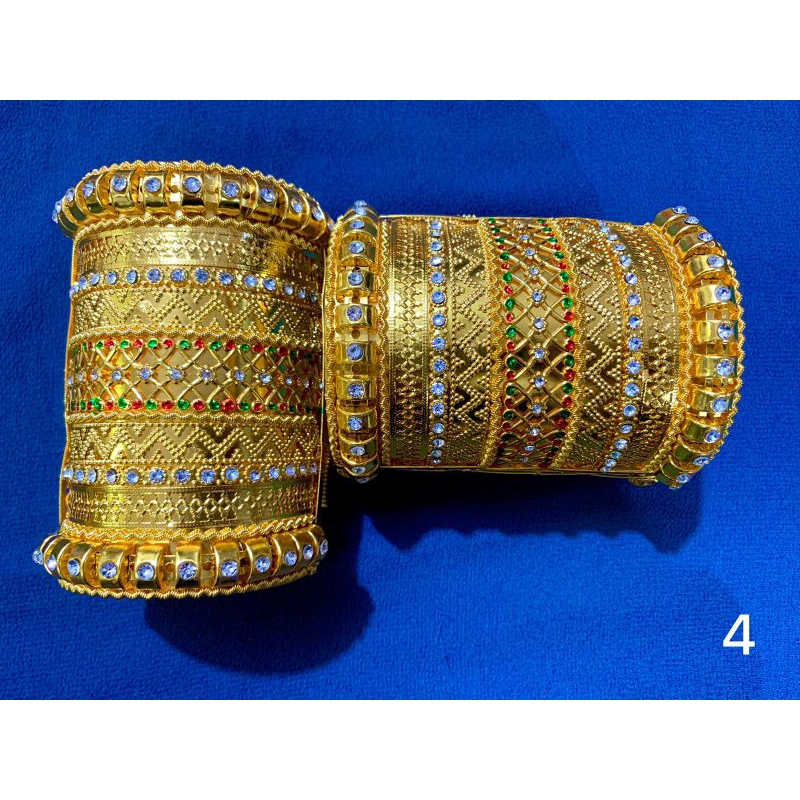 #TjM135 Sepasang Gelang Adat Bugis Makassar Padang pengantin tabung India Arab Dubai seperti emas as