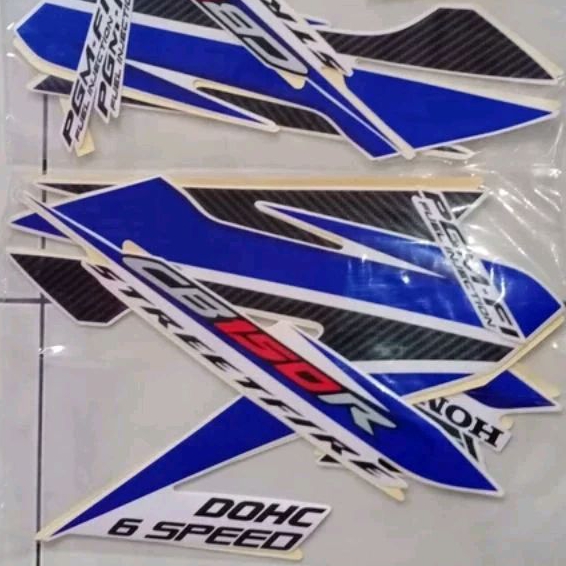lis body stiker striping honda old CB150R streetfire 2014 Putih Biru Lightning White