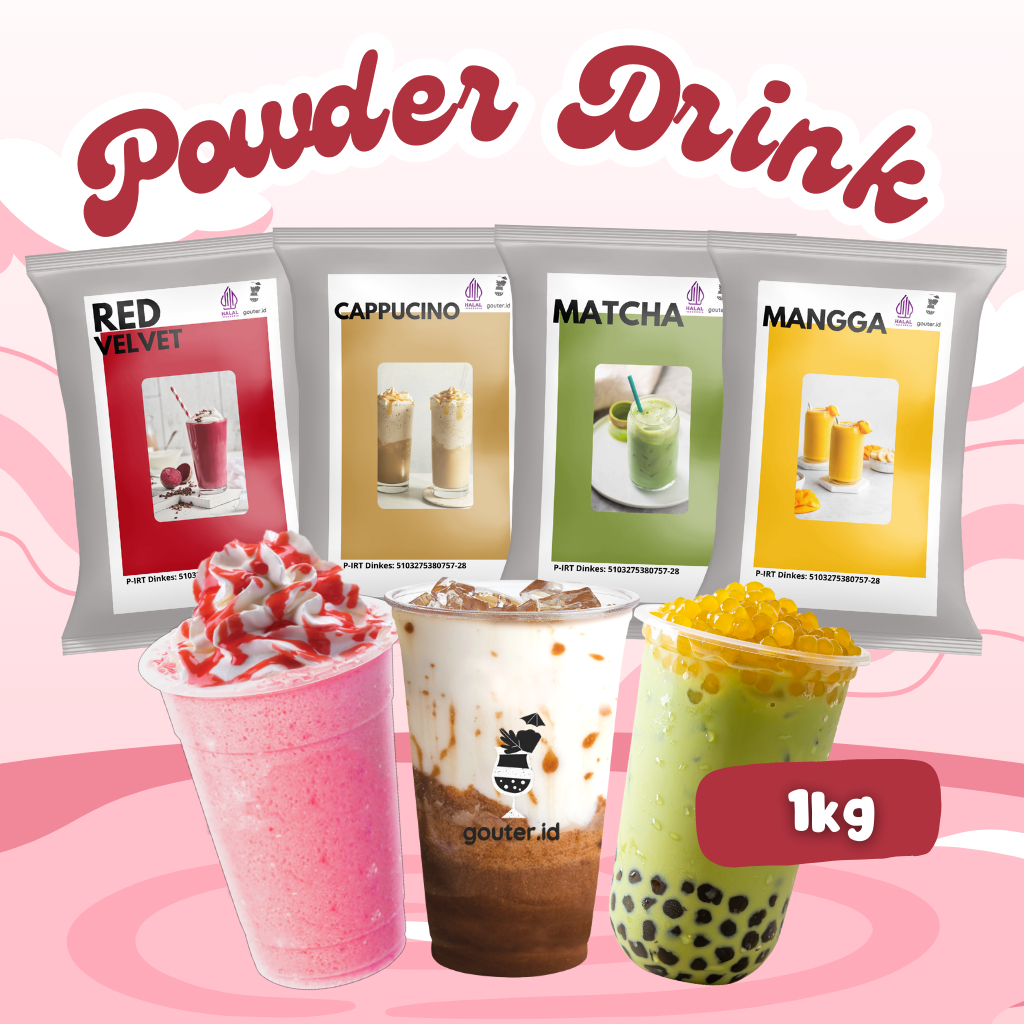 

Gouter - Bubuk Minuman Rasa 1kg Regular Mix Gula dan Creamer / Rasa Matcha, Red Velvet, Taro, Coklat