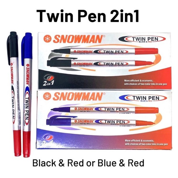 

Terbaru SPIDOL TWINPEN SNOWMAN 2 WARNA PEN 2 SISI LUSIN 12 pcs 52