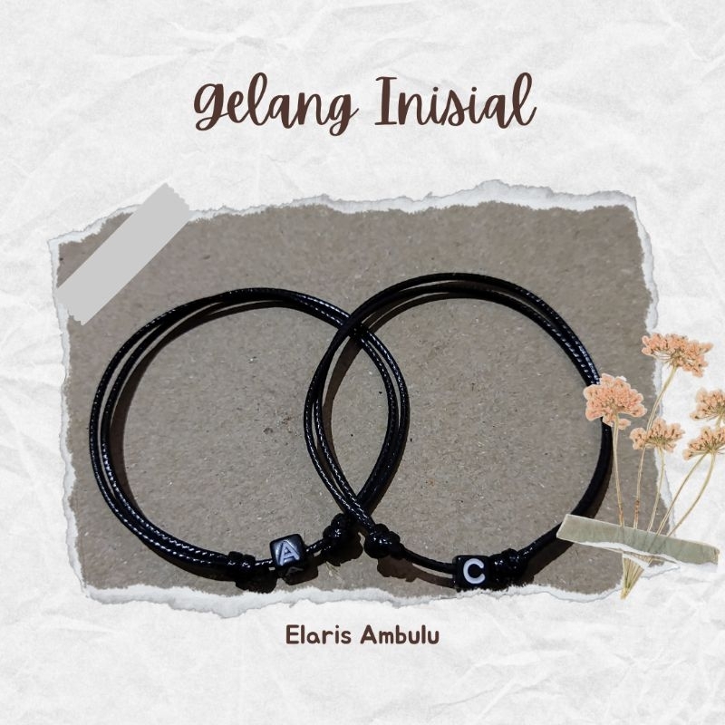 Gelang Dadu | Gelang Hitam Inisial huruf| Gelang tali Korea | Gelang Besty| Gelang couple kekinian |