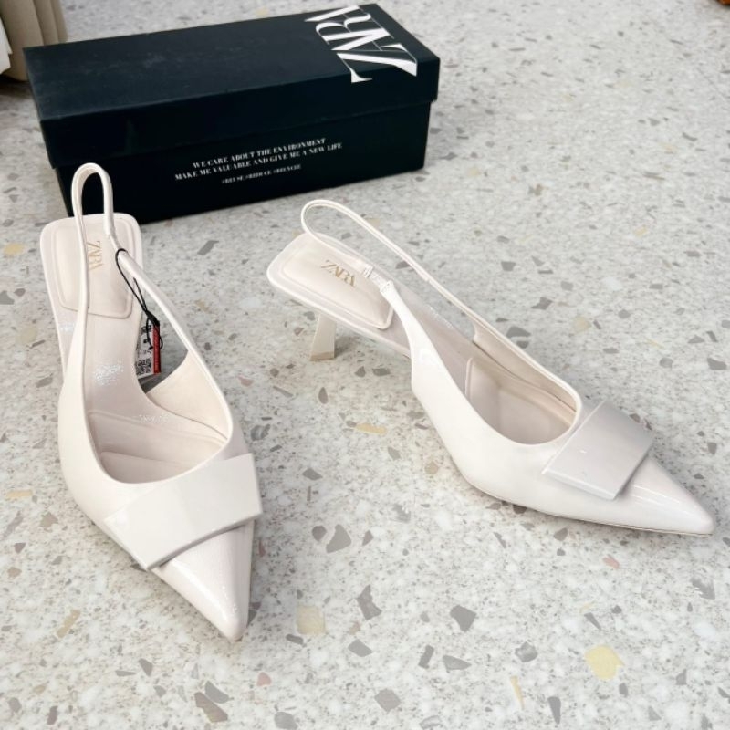 Sepatu zara heels 7 cm sandal putih white