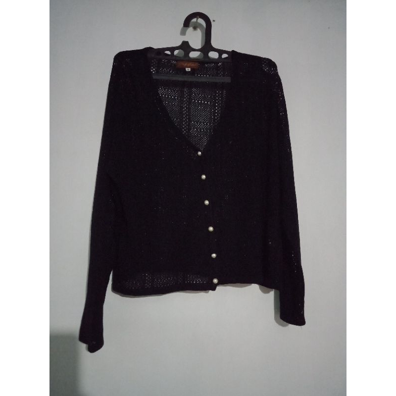 Thrift cardigan rajut jaring crop