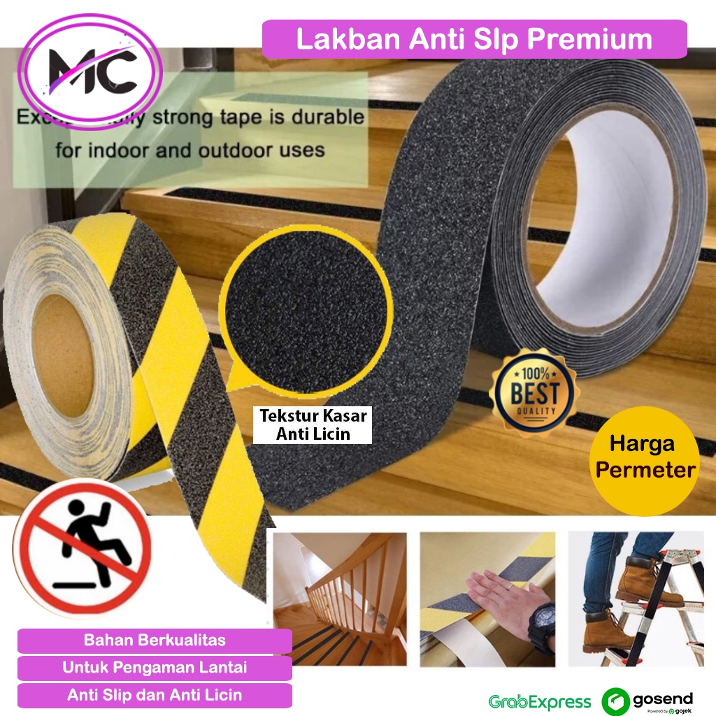 Lakban Sticker Anti Slip Lantai Tangga Stiker Tape Safety Grip Stiker Solatip Silica Lantai Kamar Ma