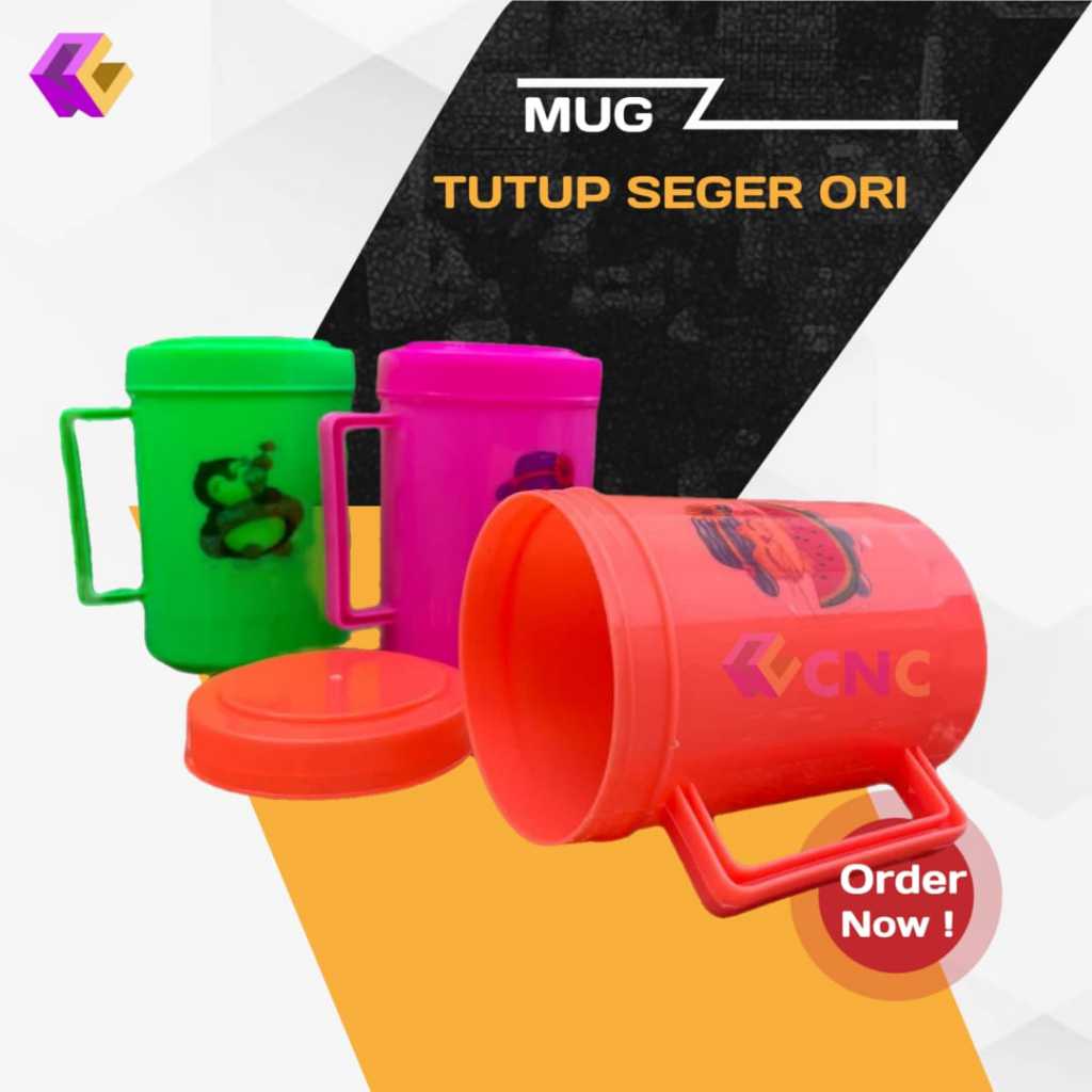 CNA Mug Tutup Seger / Mug Plastik dengan Tutup / Gelas Es Plastik Jumbo