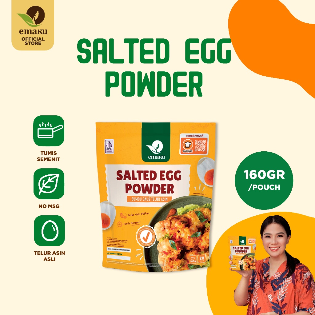 

Emaku Salted Egg Powder Pouch Bumbu Masak Dapur Tabur Bubuk Telur Asin Non MSG 160gr