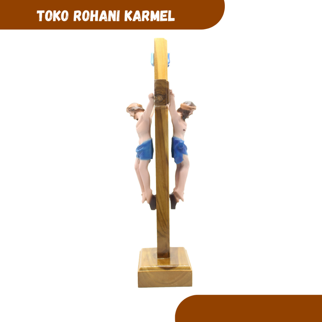 SALIB DUDUK KATOLIK 25-30 CM DUA SISI/ BOLAK-BALIK / SALIB MEJA /SALIB ALTAR