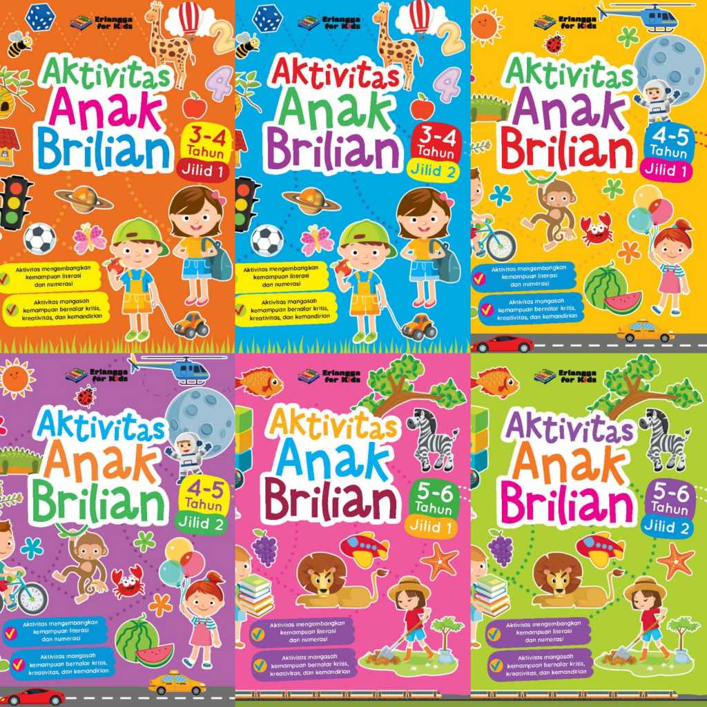 Buku TK Paud Aktivitas Anak Brilian original Penerbit Erlangga Fof Kids