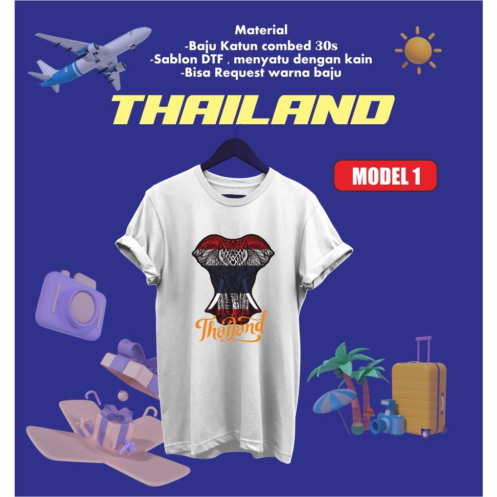 BAJU OLEH OLEH THAILAND GAJAH BANYAK MODEL , KAOS OLEH-OLEH THAILAND GAJAH