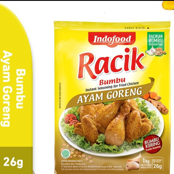 

Racik Bumbu Ayam Goreng 26 gr 1 renceng isi 10pcs